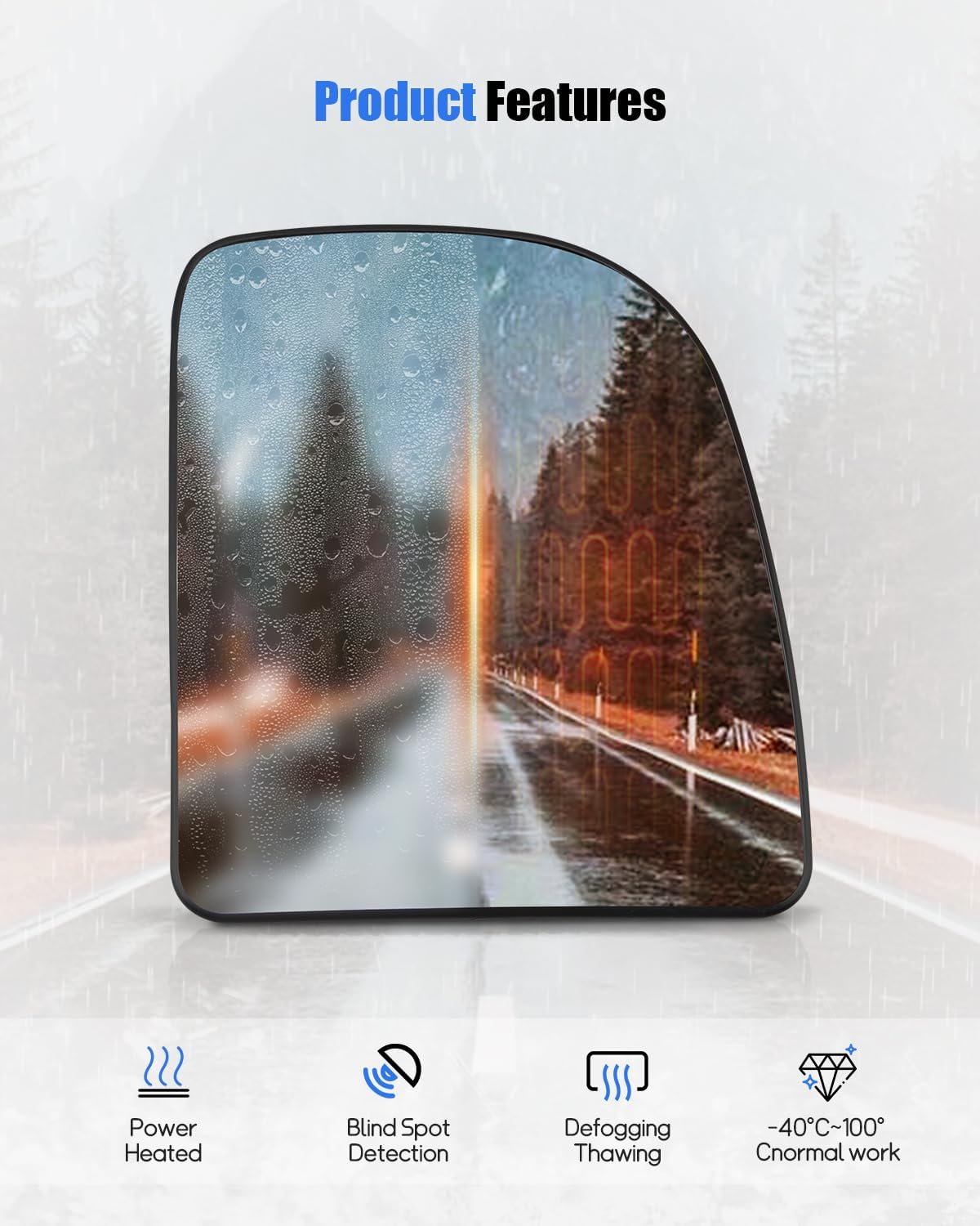 driver side mirror fit for ford f250 f350 f450 1999-2007/ e150 2002-2004/ e350 2002-2019/ e450 2002-2017/ excursion 2000-2005?right side upper mirror glass 4c3z17k707-ac