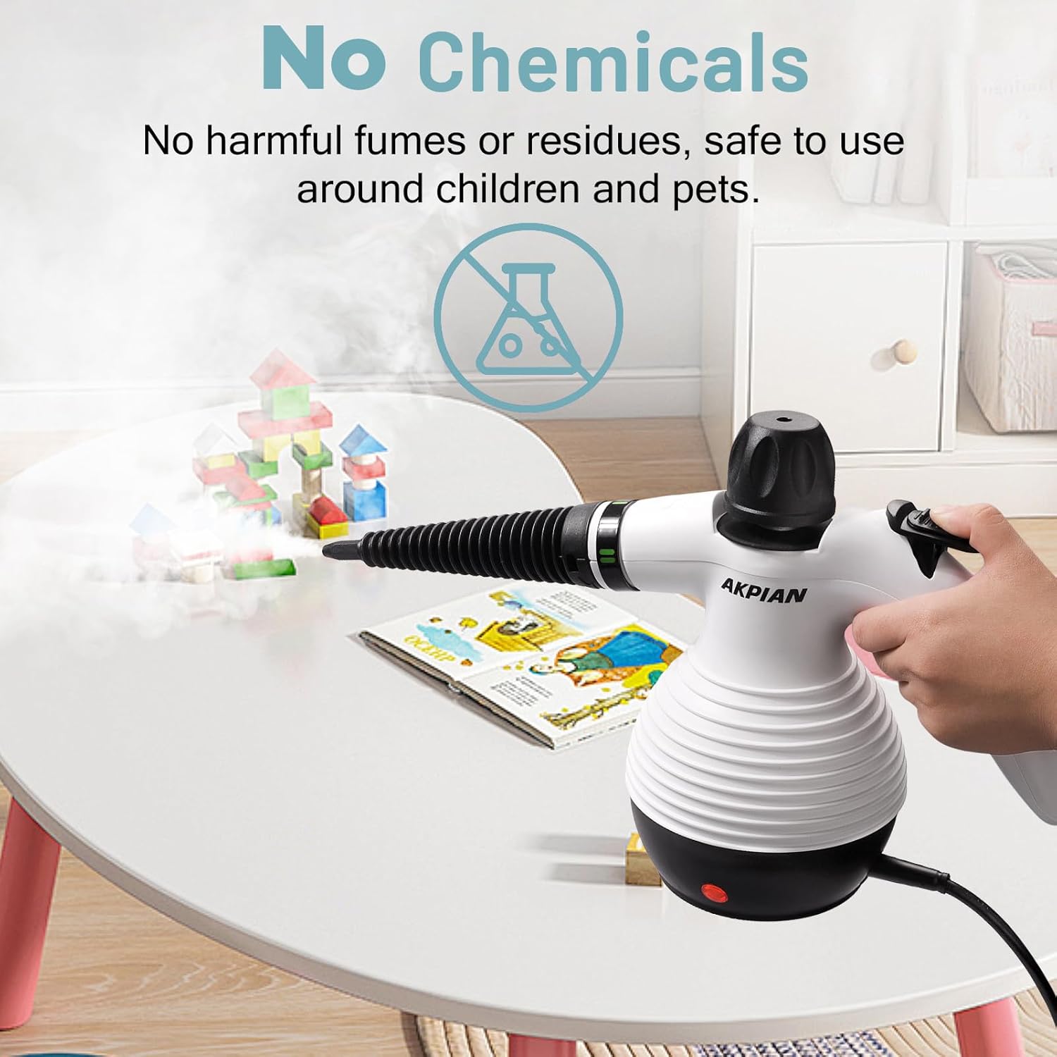 Handheld Steam Cleaner, Steamer for Cleaning, Multipurpose Portable Steam Cleaners for Home Use with Safety Lock and 10 Accessory Kit to Remove Grime, Grease, and More, Save Time and Effort
