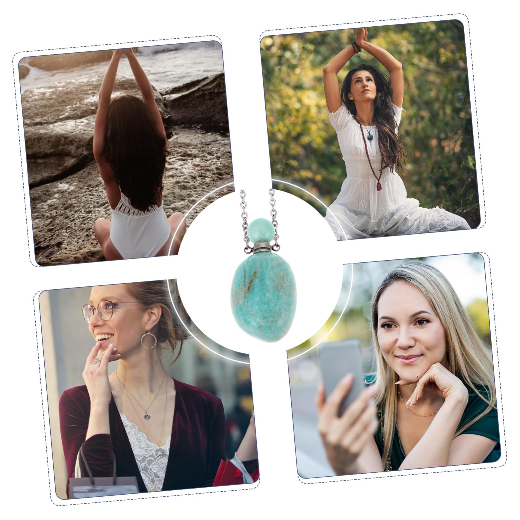 Collana Diffusore Essenziali Pendente in Cristallo Naturale Bottiglia Aromaterapia per Yoga Meditazione e Quotidiano