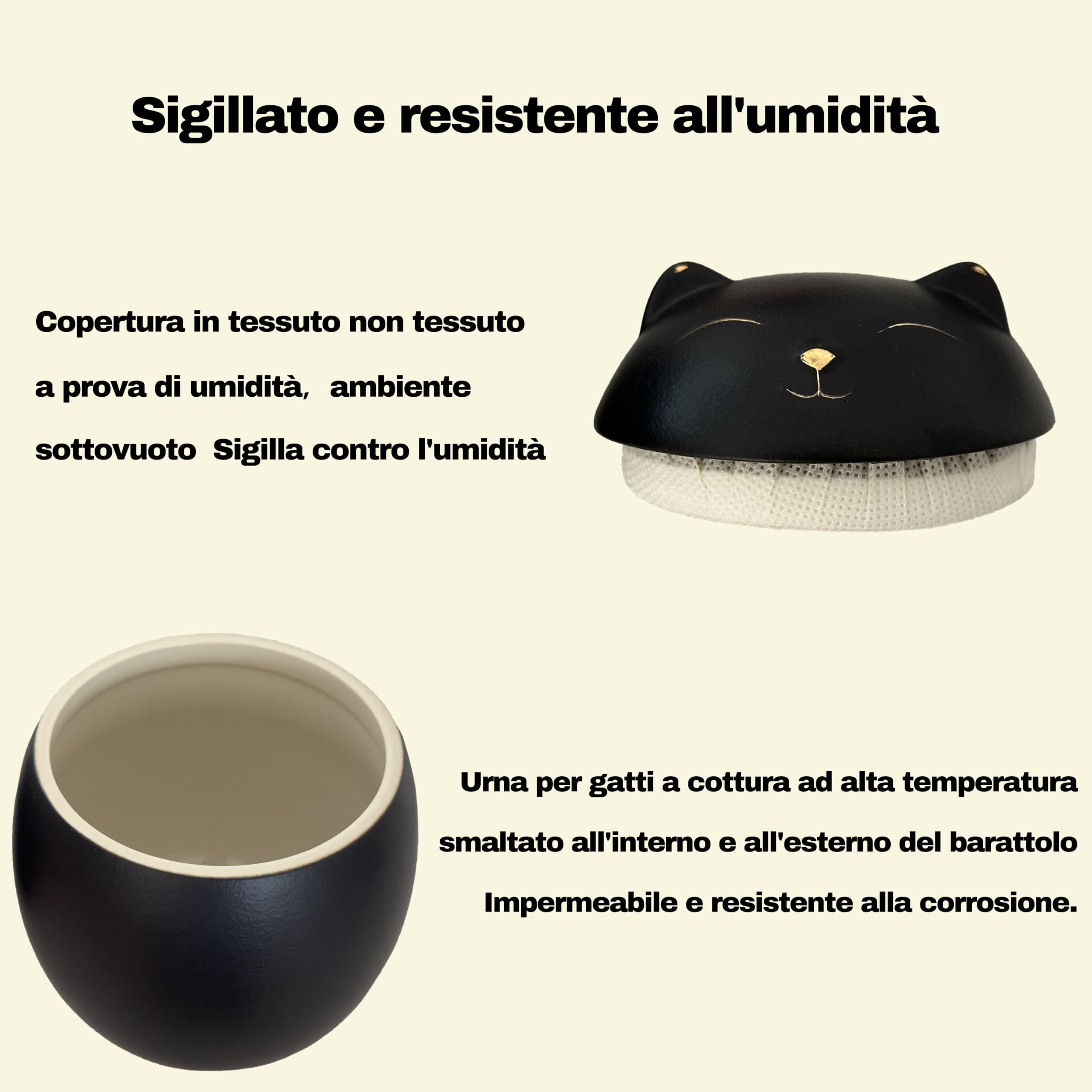 Urna per gatti,Urna per animali domestici per ceneri di gatti,Urna in ceramica,Fatto a mano,Urna per piccoli animali, (bianco)