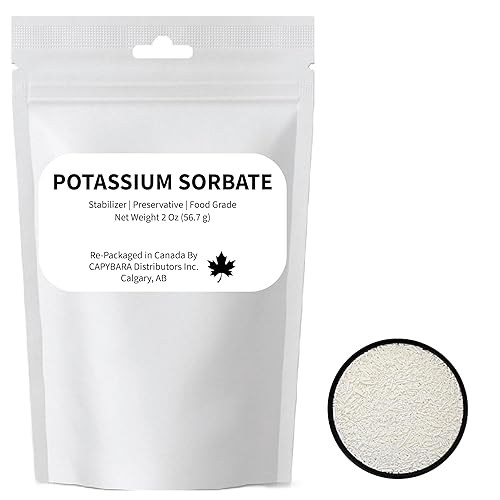 Sorbato de potasio de grado alimenticio – 2 oz (56.7 g) – Estabilizador conservante para elaboración de vinos, elaboración de cerveza de sidra,