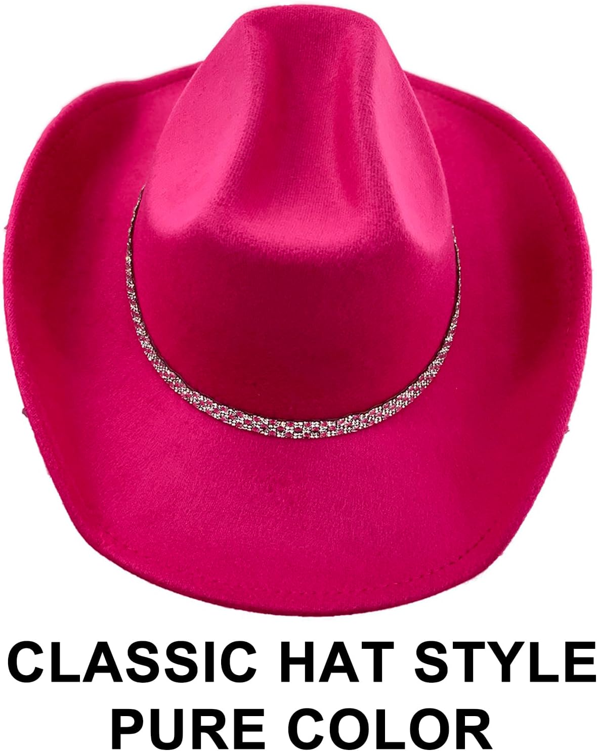 Cowboy Hat for Women Men 6 Sparkly Stars Brim & Rhinestone Belt Western Cowgirl Hat with Sunglasses Bandanas - Image 4