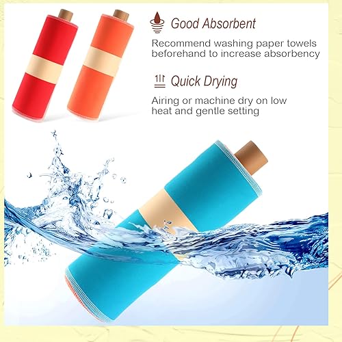 Miniatura 6 de Redbaker 50 toallas de papel reutilizables sin papel, paños de algodón reutilizables, absorbentes, lavables, con rollo, paños de cocina sin papel