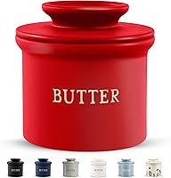 Vista 1 de KooK Vajilla de mantequilla con tapa, mantequilla suave para untar, recipiente de mantequilla francés de cerámica para dejar en la encimera