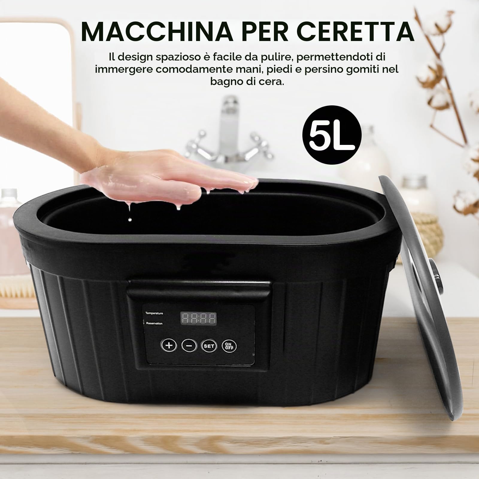 Bagno di Paraffina per Mani e Piedi, Dispositivo di Paraffina Kit Paraffina Bath 5000ml Scalda Paraffina Mani Piedi for Hands and Feet con Accessori