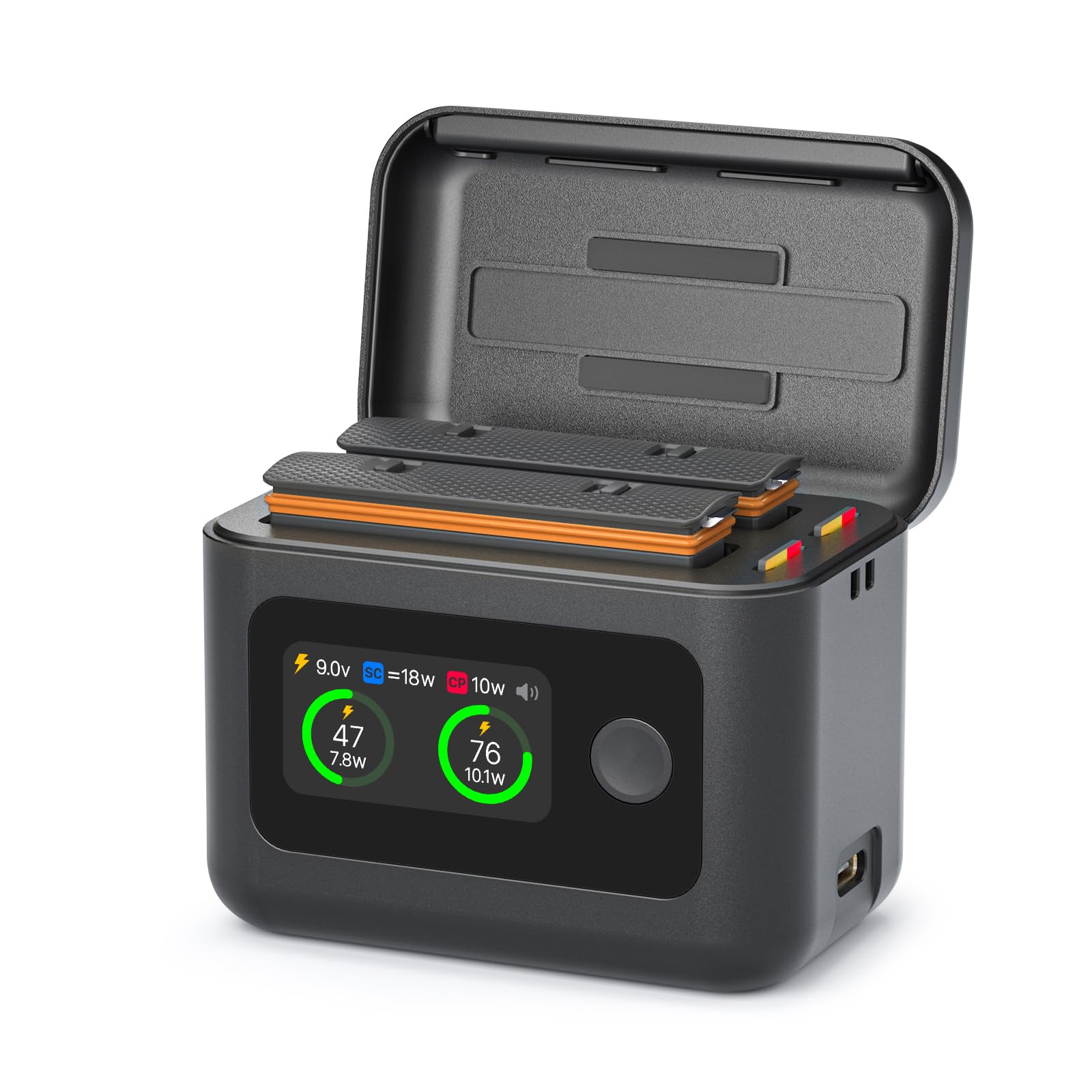 Fast Battery Charger for Insta360 X4 Air,27W Intelligent Two Way Charger Hub w/LCD Display Shows Battery SOC,Batteries Not Included