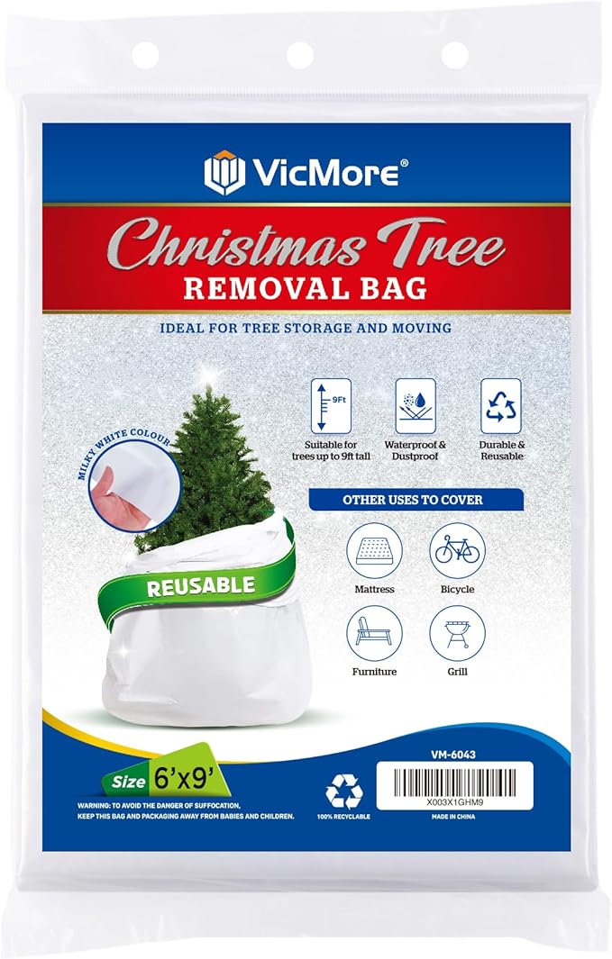 VicMore White Polyethylene Tree Bag 9ft x 6ft HassleFree