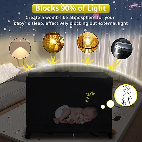 Miniatura 4 de South to East Pack N Play - Funda opaca para cuna de viaje, funda transpirable para empacar y jugar, bloquea el 90% de la luz con un flujo de aire