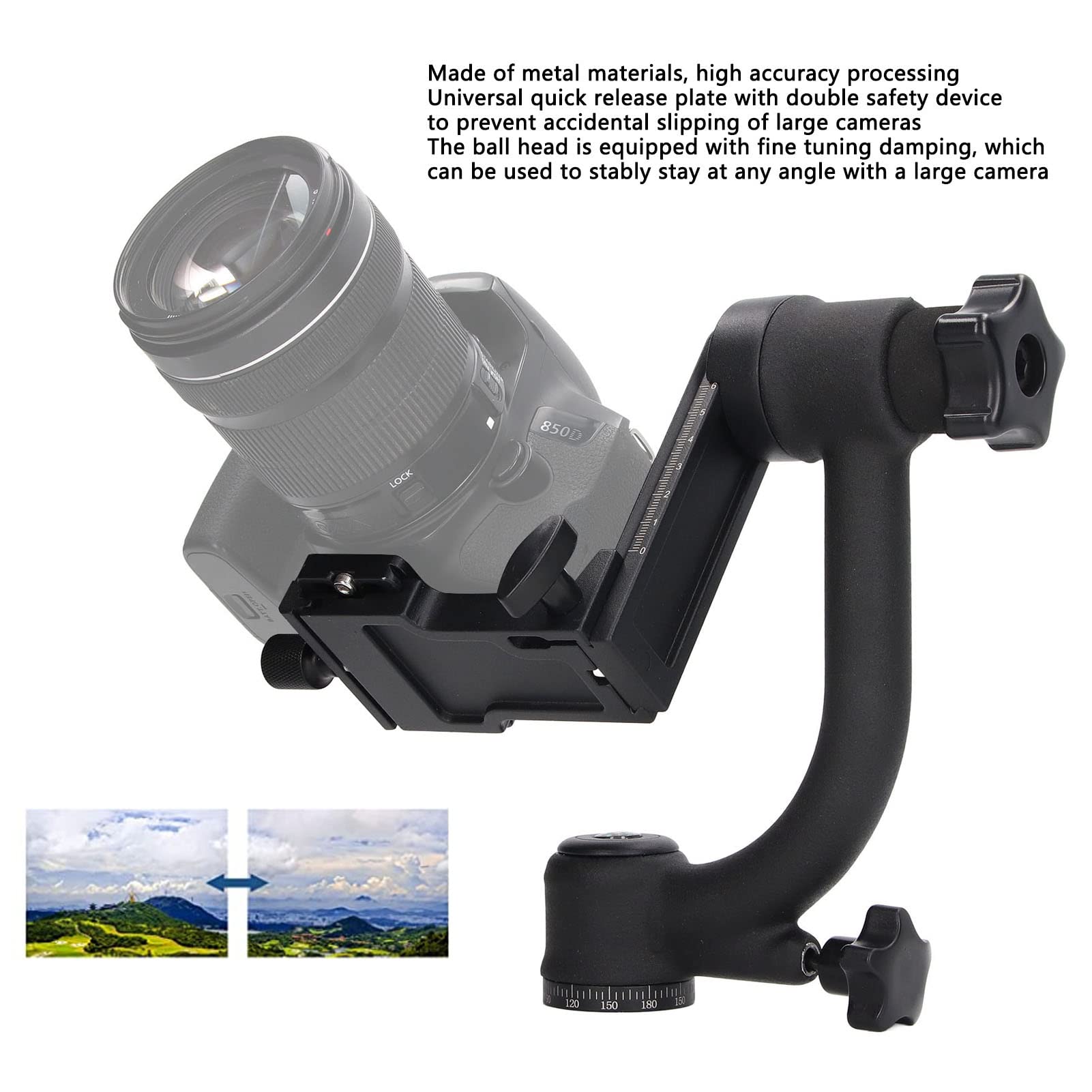 Stabilizzatore della Testa a Sfera, Testa a Sfera Panoramica Interamente in Metallo con Piastra a Sgancio Rapido per la Fotografia Naturalistica