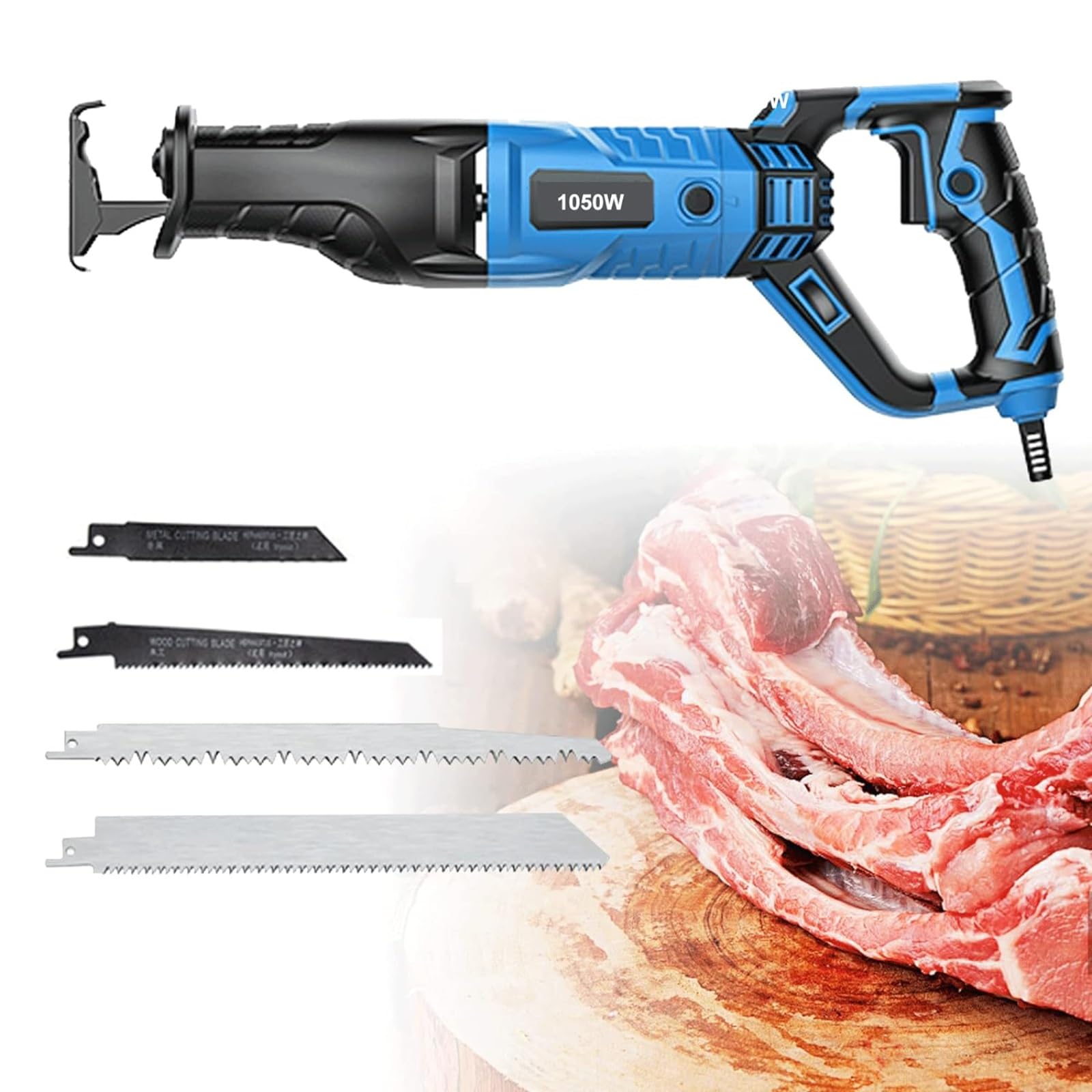 Máquina de sierra for huesos, cuerpo giratorio de 180 °, sierra eléctrica for huesos de 220 V, sierra de carnicero, sierra de sable eléctrica con cable de velocidad variable con cuchillas for cortar m