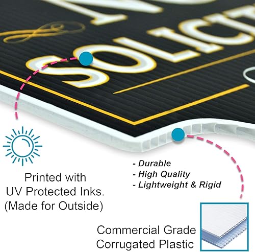 Miniatura 9 de Signs Authority Letrero de No Soliciting para casa – Coroplasto duradero de 11.5 x 9 pulgadas con estaca en H de metal – No Solicitors Sign para