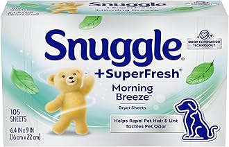 Snuggle Plus SuperFresh Fabric Softener Dryer Sheets with Static Control and Odor Eliminating Technology, Original, 105 Count