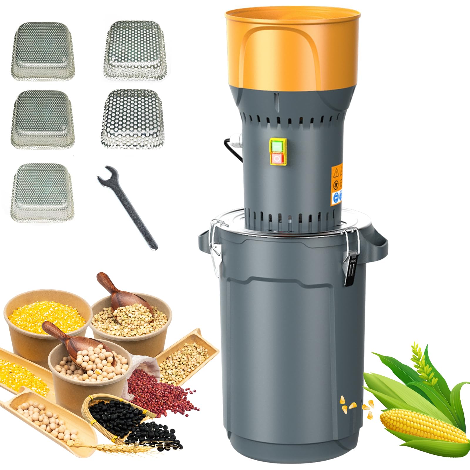 Broyeur de maïs 1300W moulin électrique avec 5 filtres réglables
