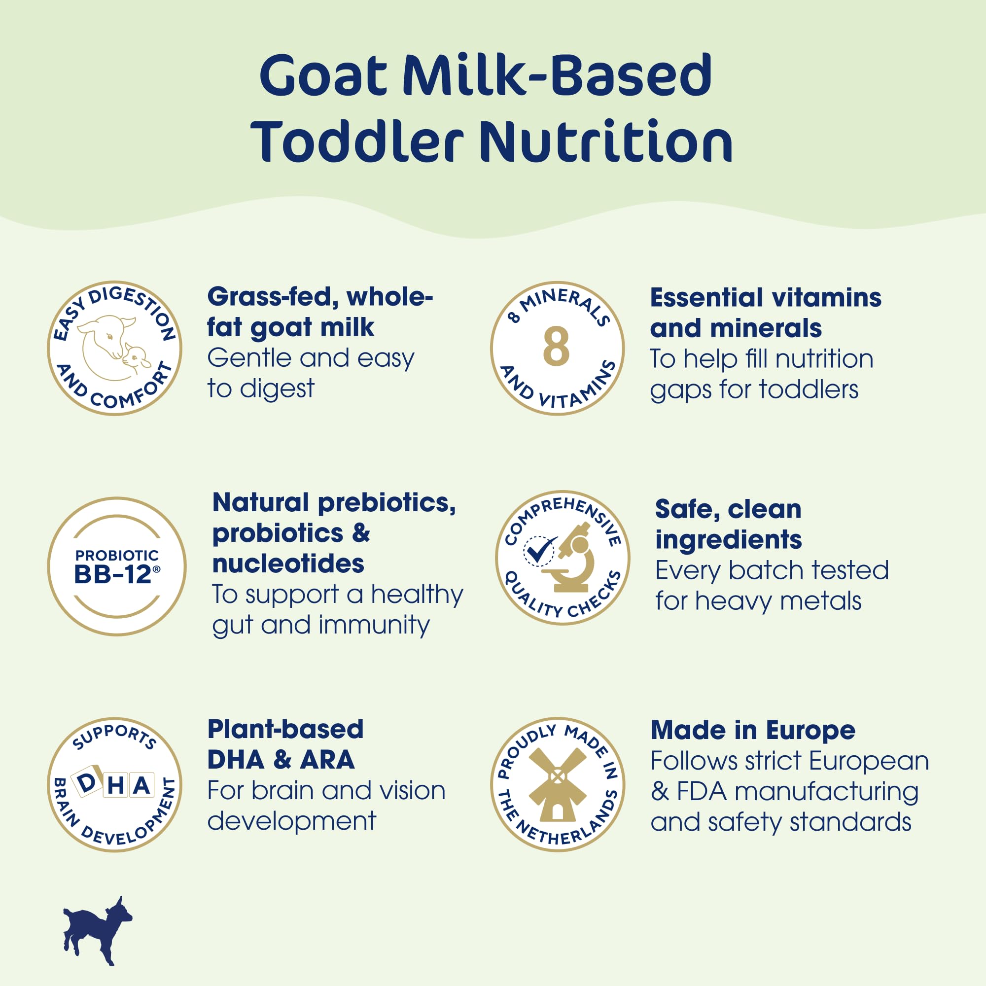 Kabrita Goat Milk-Based Toddler Nutrition Drink, 12–24 Months, Gentle & Easy to Digest, Clean Label Project Certified, Supports Gut Health, Immunity & Brain Development 28oz (Pack of 1)