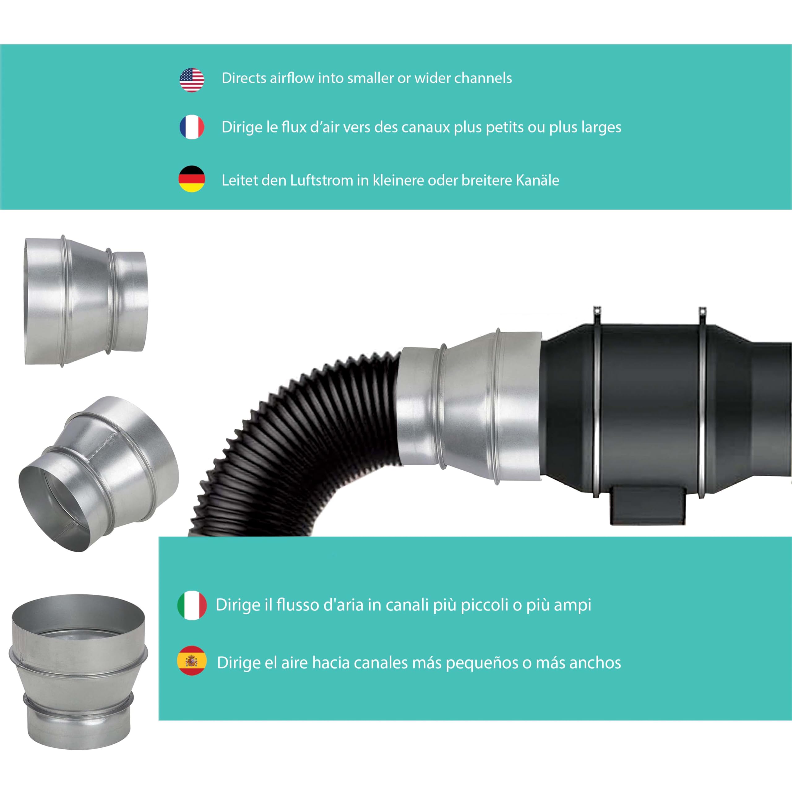 AIROPE-RA, Duct Reducer in Galvanized Steel,Corrosion-Resistant,Ideal for Ventilation Heating, Drainage - Image 3
