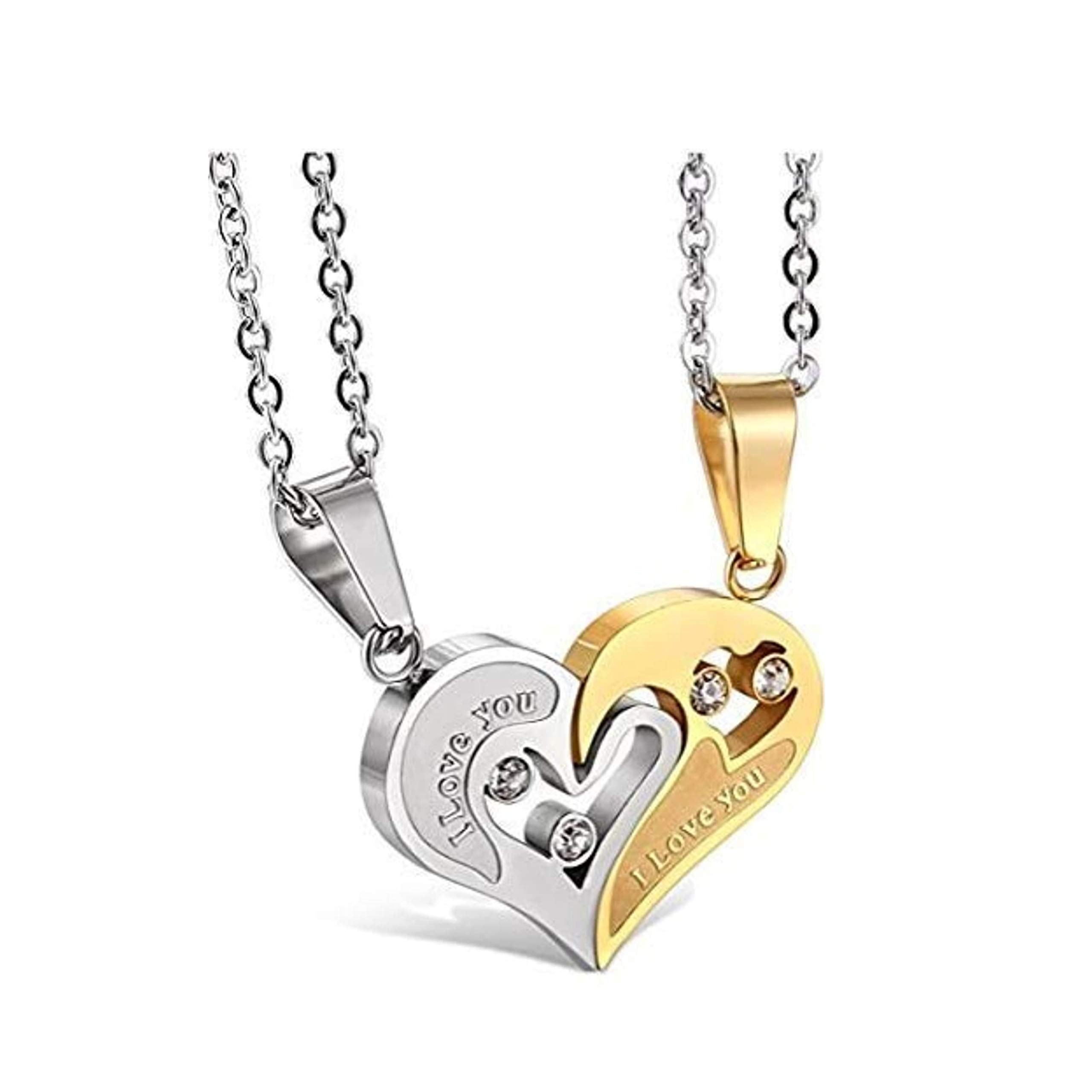 IILA Stainless Steel I Love You Broken Heart Locket Necklace (Yellow) For Unisex Adult (B08V5654QL) Amazon Price History, Amazon Price Tracker