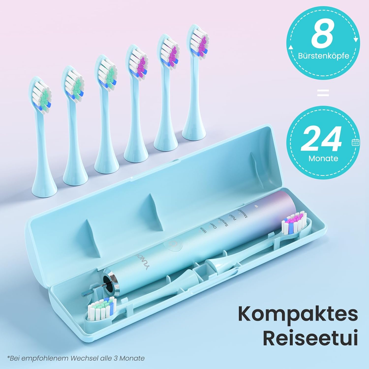 YUNCHI YCDZ-Y7 toothbrush with 8 brush heads and travel case