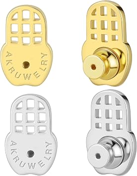 Earring Backs Replacements, AKRUWELRY Durable Fruit Shape Earring Backs for Droopy Ears Large Earring Lifter Backings for Heavy Earrings Locking Flat Earring Support Backers for Studs, Mixed Color