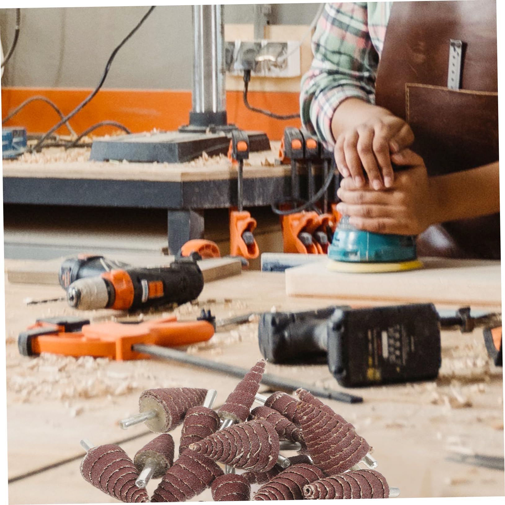 DOITOOL 60pièces Roues à Lamelles Coniques Abrasives Pour Outils Rotatifs Accessoires De Ponçage Pour Kit Complet Avec
