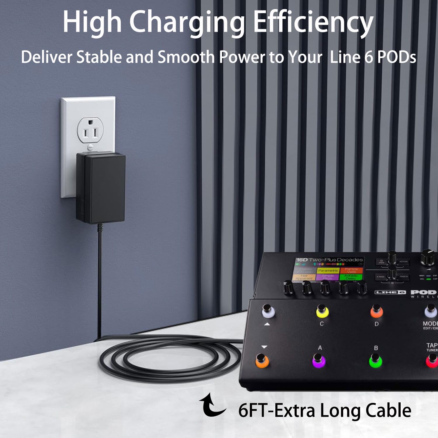 Alimentatore Per Pedali Chitarra Alimentatore 9V Per Sistema Wireless Line 6 G50 Relè - Cavo 2 Metri, Adattatore UK, Marca EPPS Power Supply Per Pedaliera Chitarra Elettrica - Foto 4