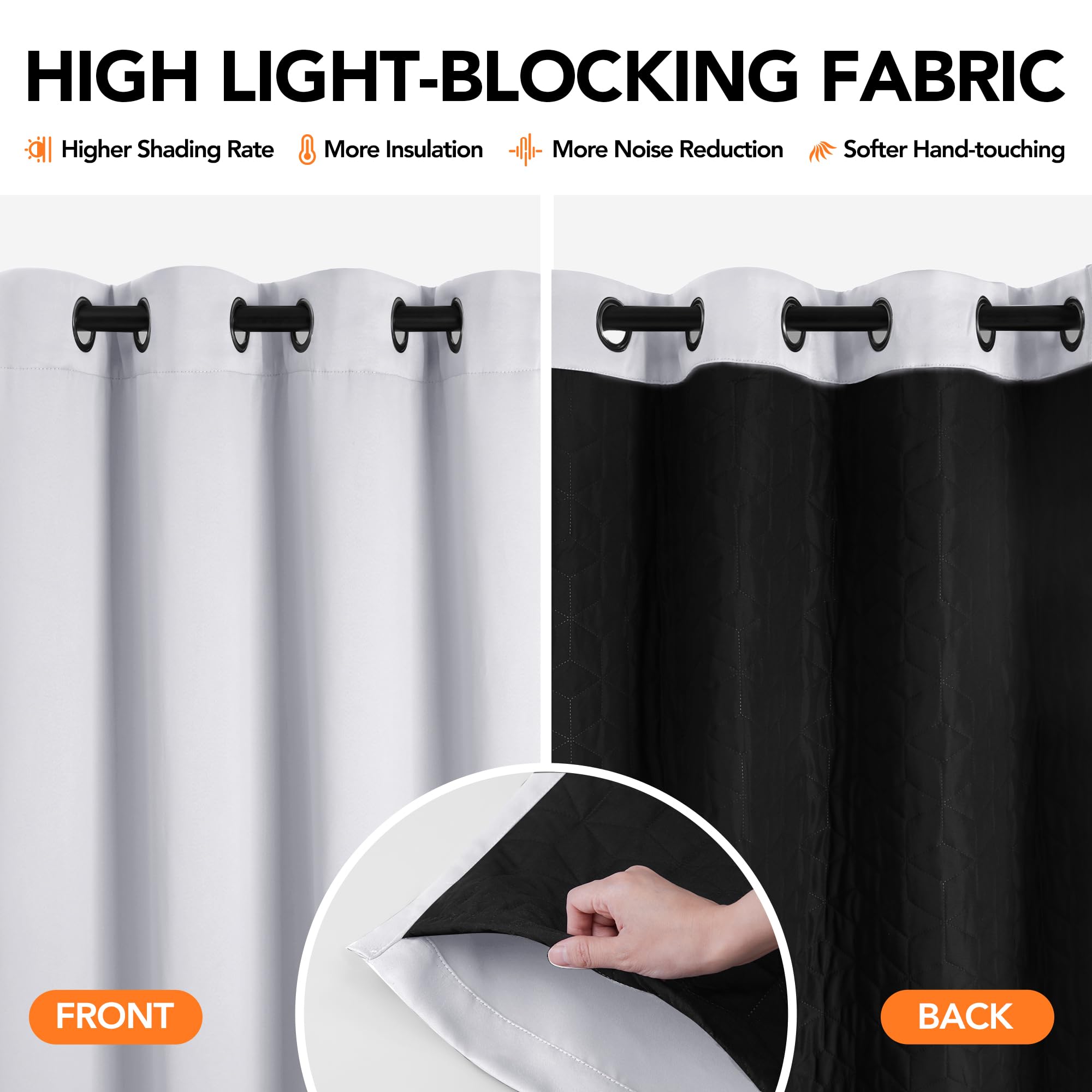 Deconovo Tenda Oscurante Termica Doppio Strato, Antivento, Pesante, Isolante per Freddo e Caldo, Adatta per Finestre e Porte, 200x260 CM, Grigio Perla, 1 Pezzo – Certificata Oeko-Tex® Standard 100