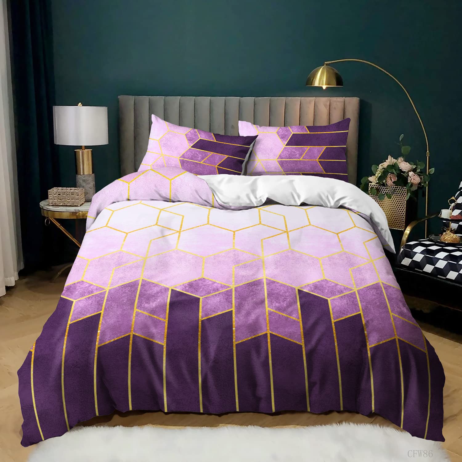 Ensemble de literie sans repassage en microfibre pour lit double et simple