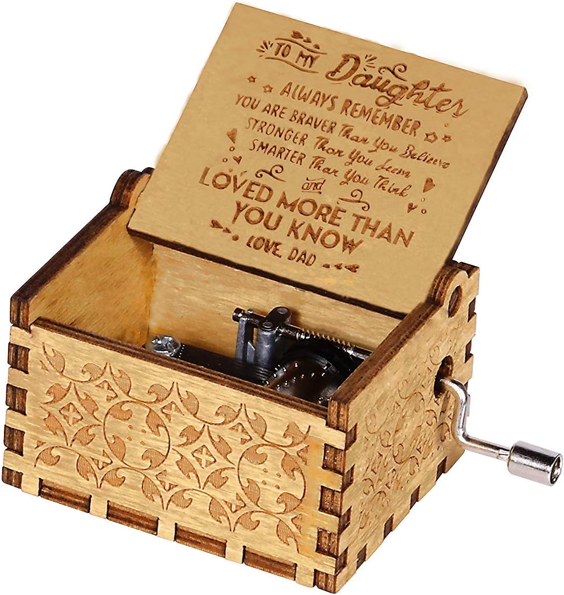 Engraved Music Box - You are My Sunshine, Gift for Daughter from Dad - You Are Stronger Than You Seem, Smarter Than You Think - From Dad