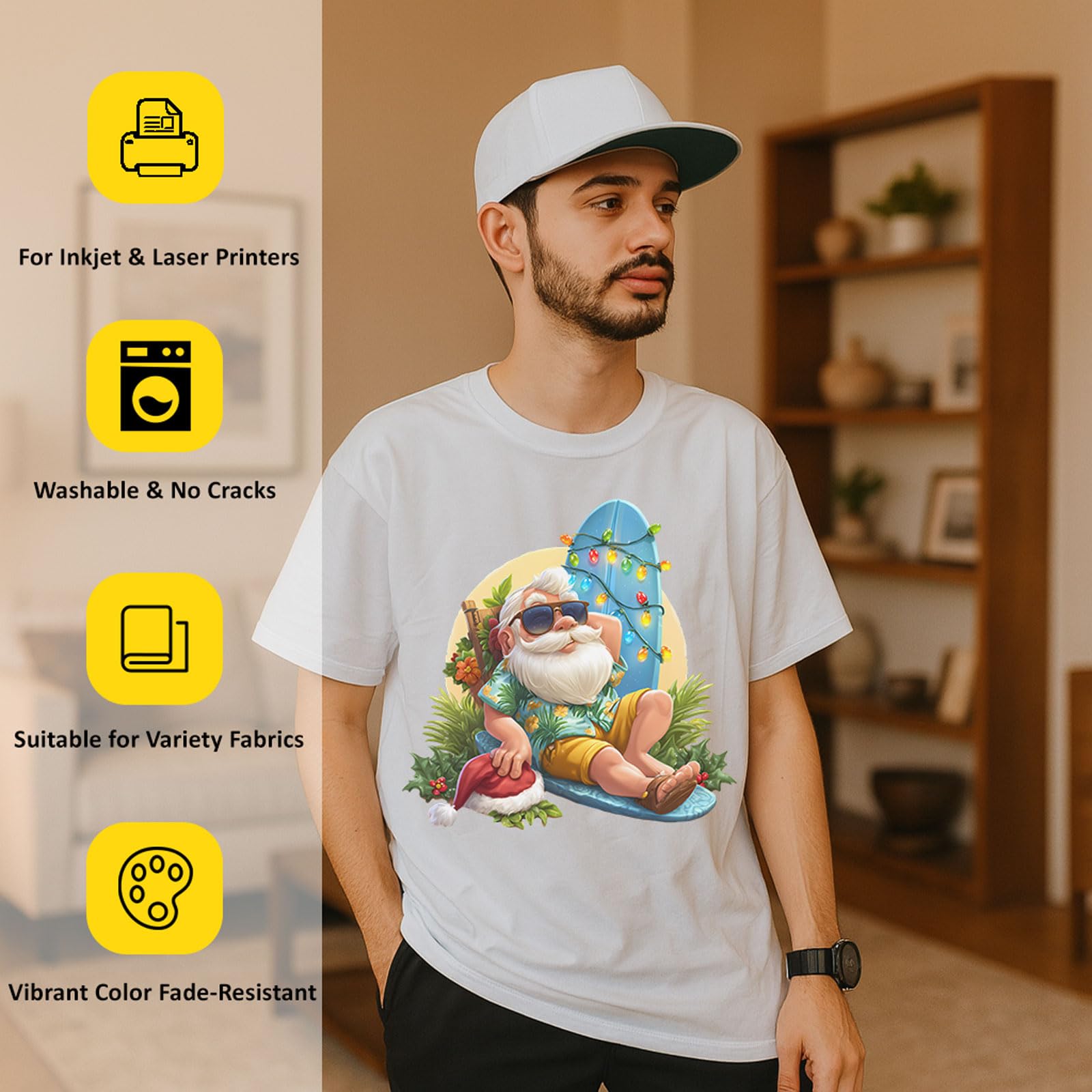 Carta Transfer per Tessuti Chiari [16 Fogli] Carta Termoadesiva Stampabile per Magliette Compatibile Inkjet e Laser, Carta Trasferibile per T-Shirt, Borse e Tessuti Personalizzati