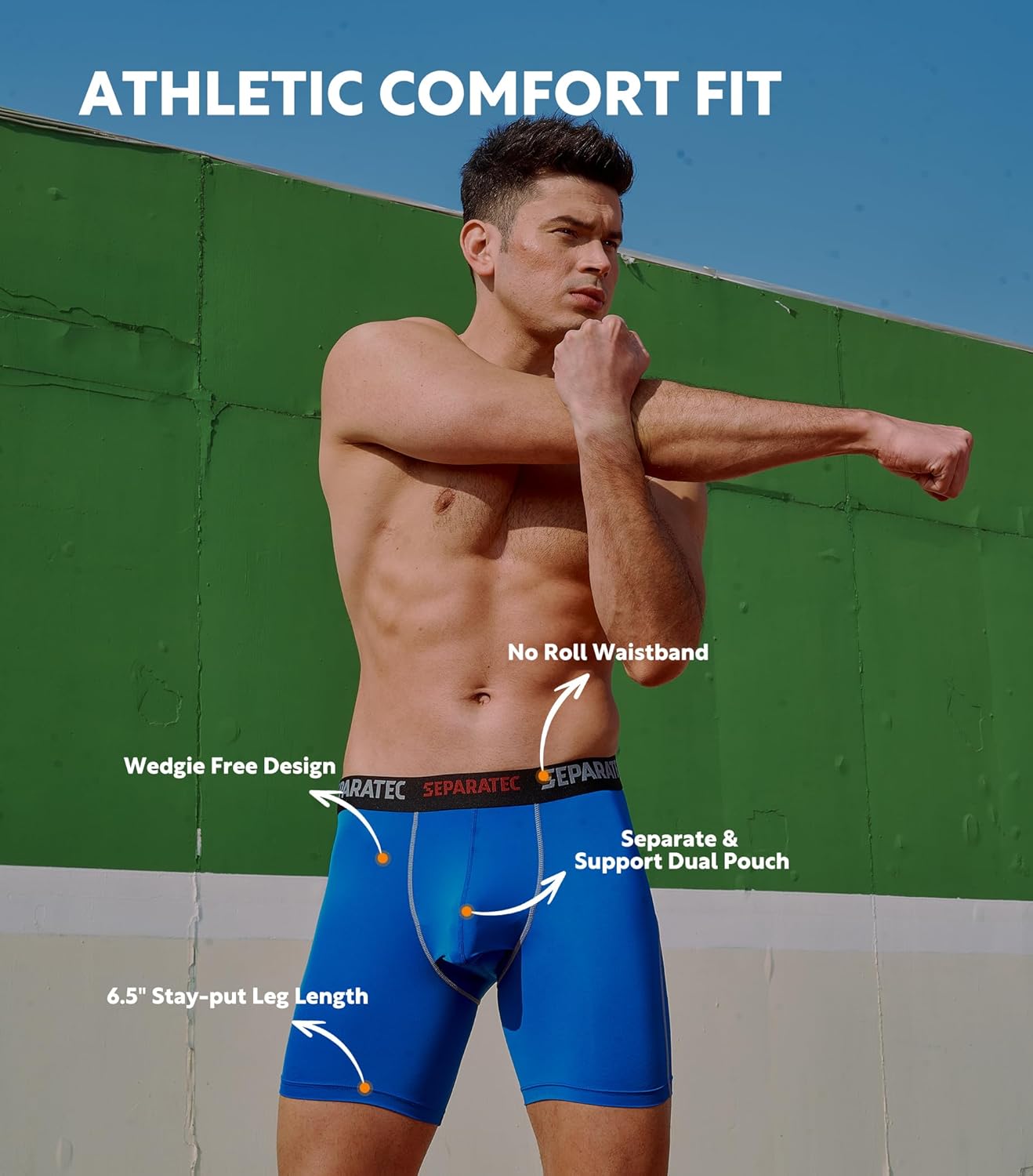 Separatec Mens Underwear with Pouch for balls Anti Chafing Underwear Men Athletic Sport Performance Long Boxer Briefs 3 Pack - Image 6