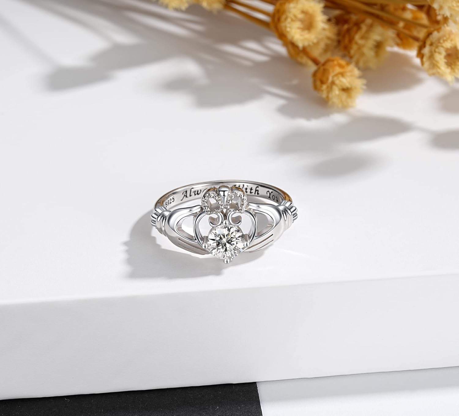 Hug Heart Claddagh Rings for Women - 925 Sterling Silver Irish Claddagh Love Friendship Promise Ring Band Always with You Gift Jewelry - Image 7