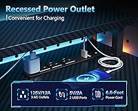 Vista 4 de AODK Escritorio para juegos de 52 pulgadas con puertos de carga USB y luz LED, escritorio reversible para computadora con estantes de almacenamiento