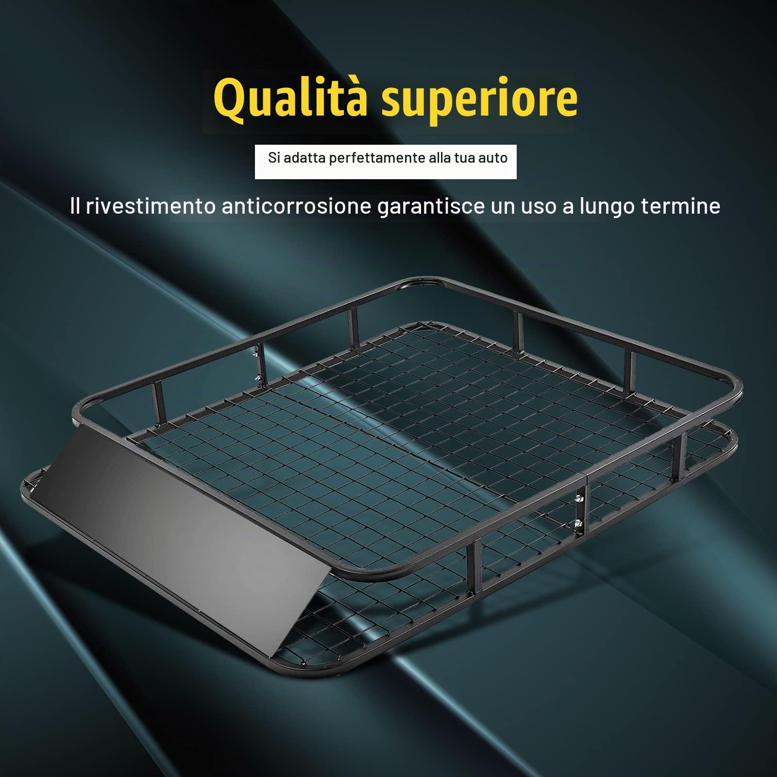 RELAX4LIFE Portapacchi da Tetto Universali per Auto Portata 75 KG, Cesto per Bagagli in Metallo, Tetto di Stoccaggio per Bagagli (122,5 x 102 x 15 cm)