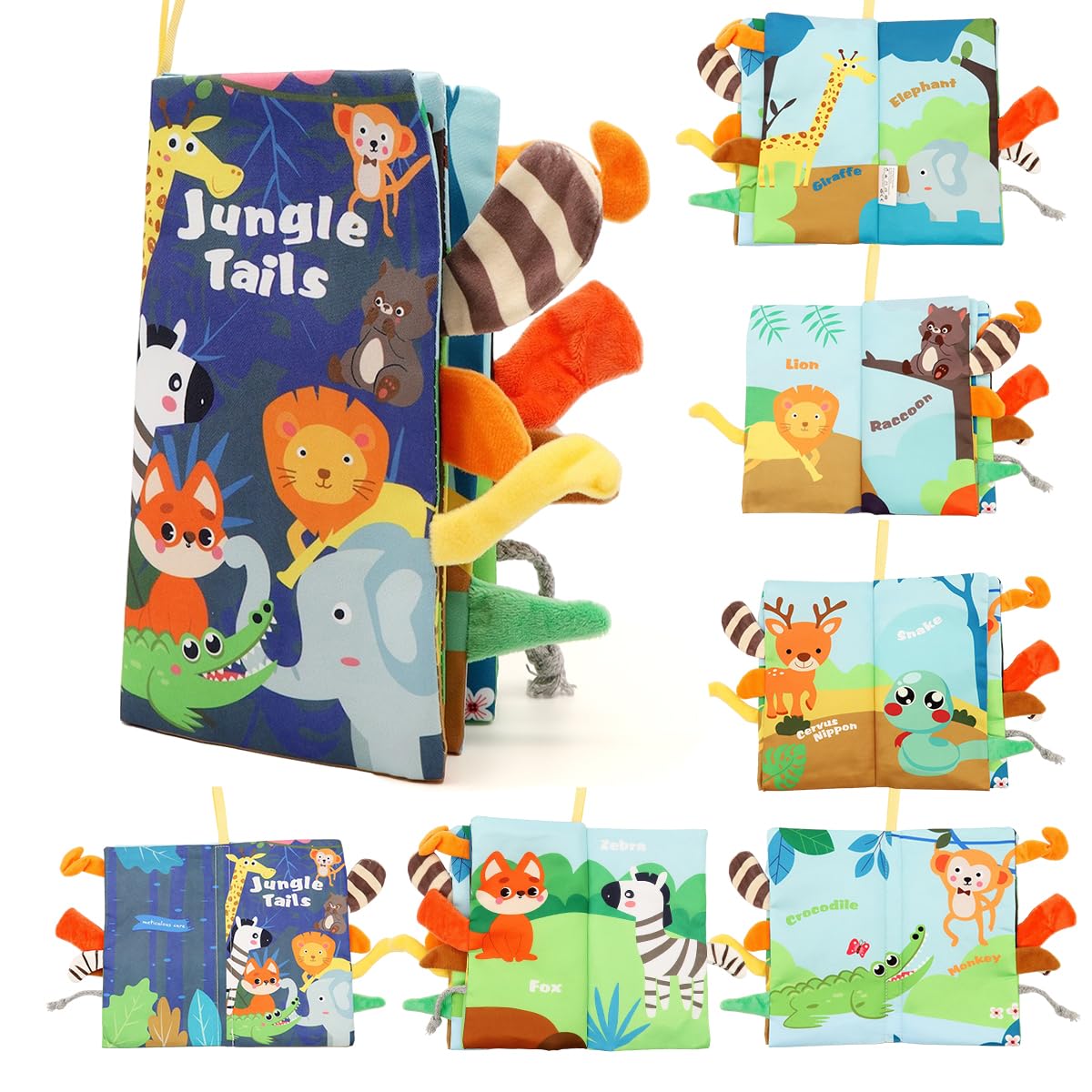 SNOWIE SOFT® Cloth Books for Babies 0 to 3 Years of Forest Animal, Sensory Books for Babies 6-12 Month with 3D Touch Feel High Contrast Dimensional Tail, Built in Rustling Sound, Waterproof Baby Toy-image-5