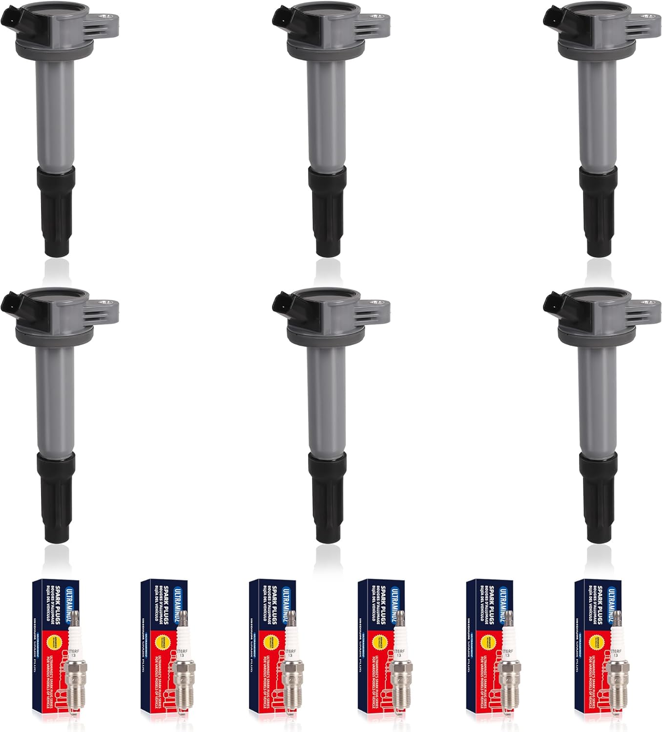 Ignition Coils & Spark Plugs for Ford 3.0L Escape 2009-2012 Fusion 2006-2012 for Lincoln Zephyr 2006 for Mazda Tribute 2010-2011 for Mercury Mariner 2009-2011 Milan 2006-2011 V6 UF486 DG514