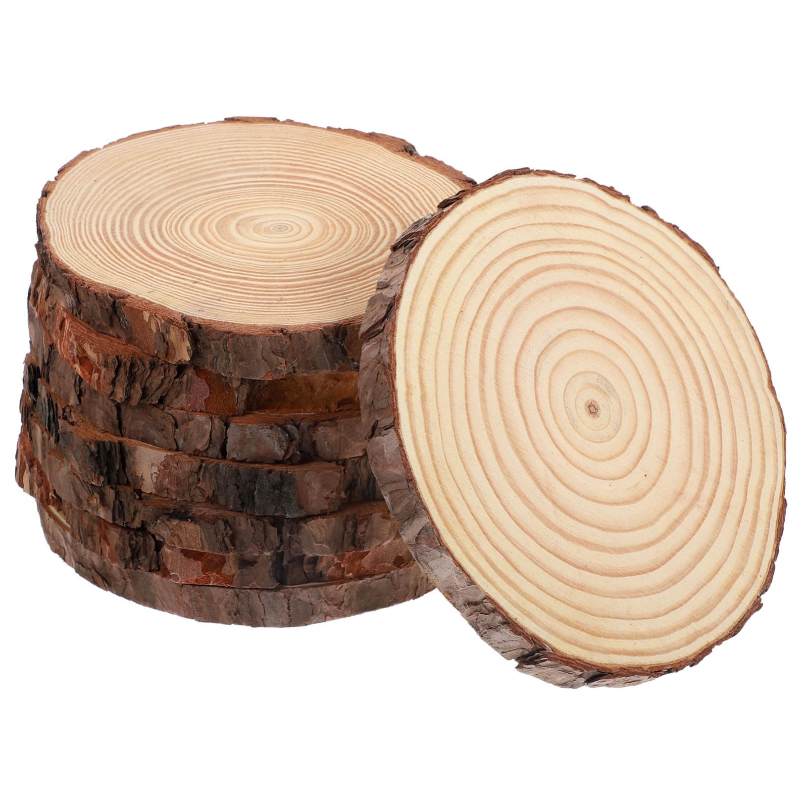 Angoily 8 Stück Teiliges Unbehandelte Holzscheiben für Diy Bastelprojekte Runde Holzscheiben Hochwertigem Material Durchmesser für Hochzeiten Weihnachtsdekoration und Handarbeiten