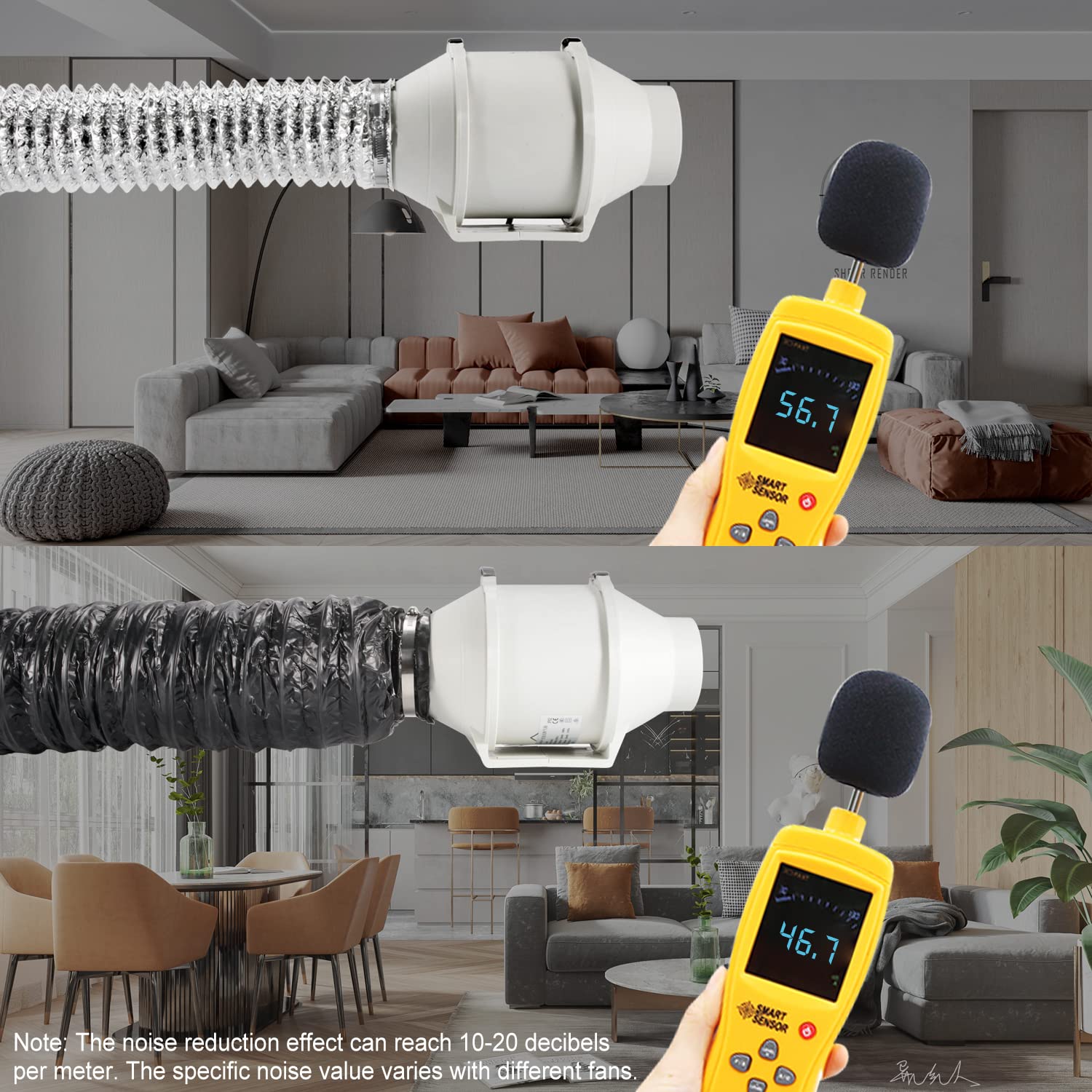 4" Noise Reducer Hose HG POWER 4ft PVC Silencer Hose Duct Flexible