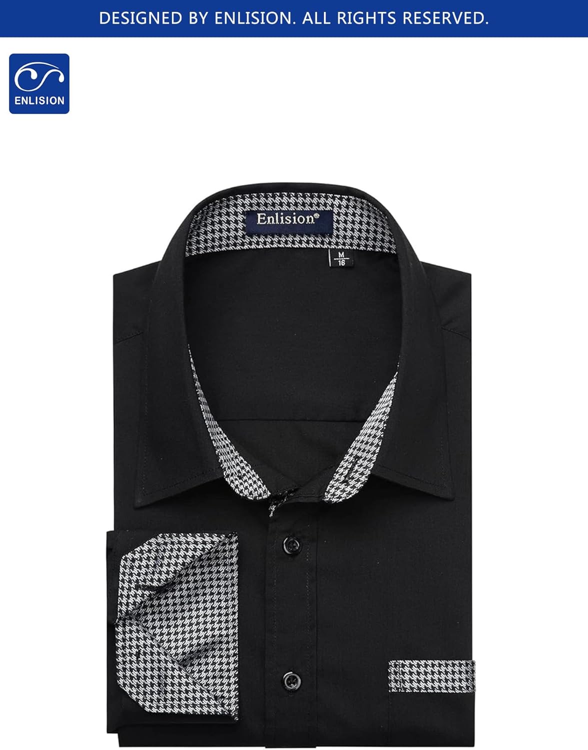 Enlision Dress Shirt for Men Button Down Long Sleeve Shirt Business Casual Inner Contrast Collar Wedding Shirts Regular Fit - Image 5