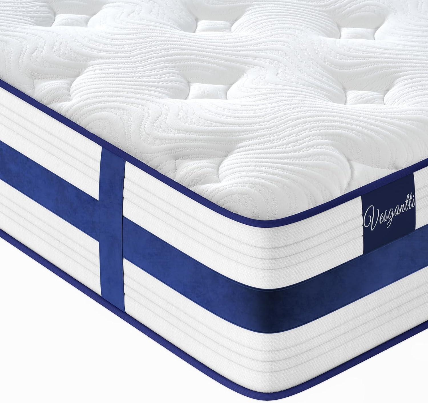 Vesgantti 4FT6 Double Mattress, 10.2 Inch Blue Velvet Pocket Sprung