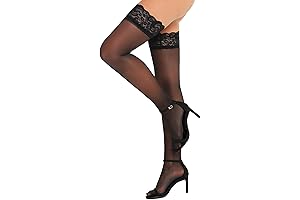 Women's Lace Top Ultra-Shimmery Thigh-High Pantyhose