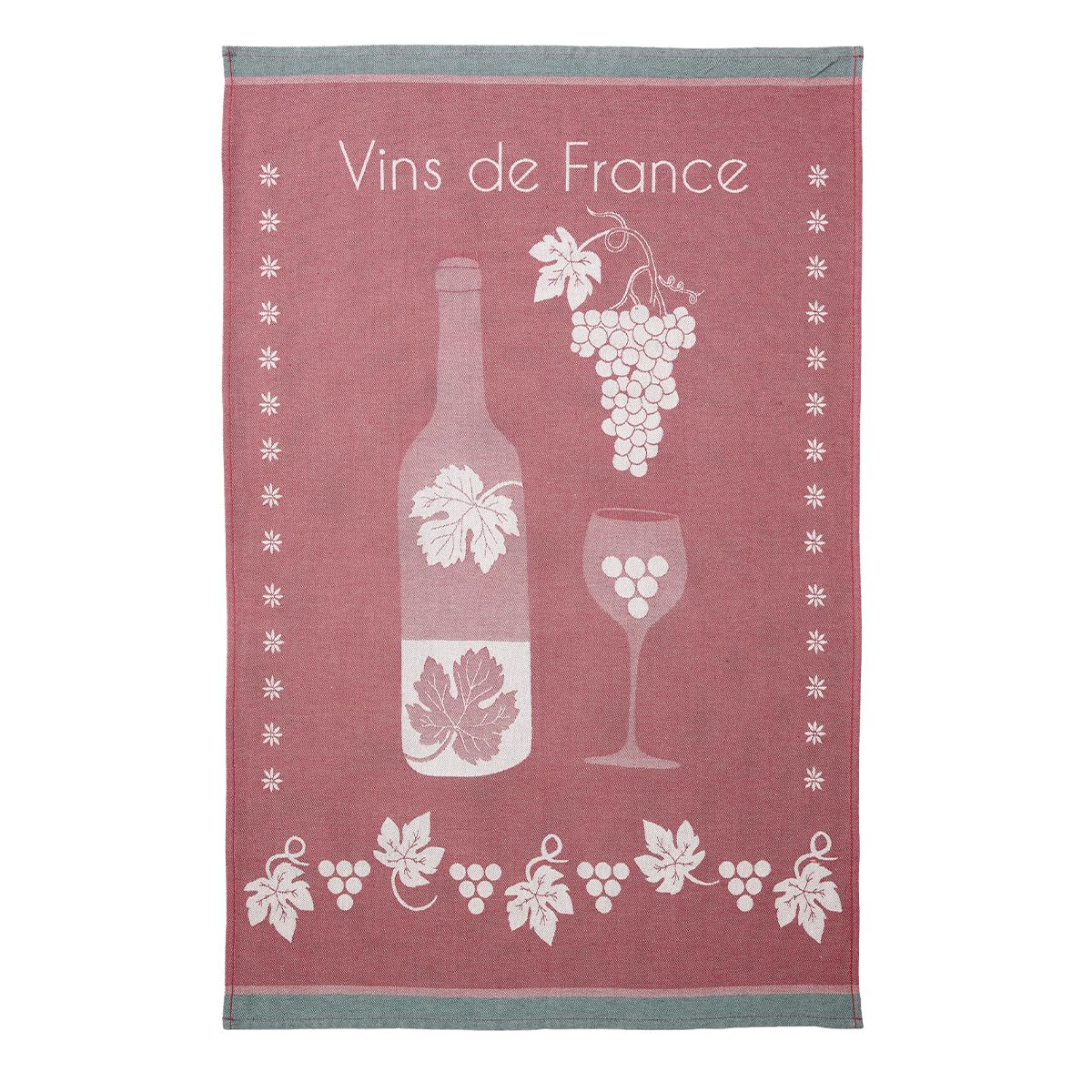 Torchon en Jacquard Côté Vigne - Élégance Française en Coton Bordeaux