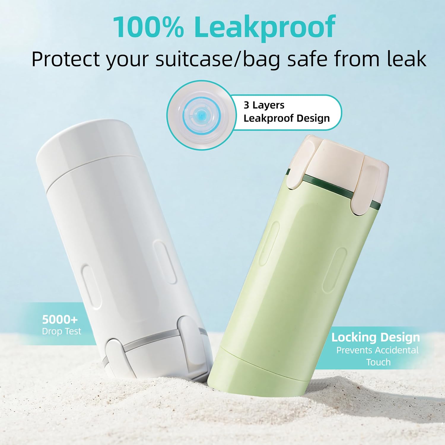 2 Pack 4 in 1 Travel Dispenser Bottles, Leakproof Rotatable Pump Refillable Containers with Labels, Portable Toiletry Bottles for Shampoo, Conditioner, Body Wash, Lotion, Cosmetics, Travel Camping