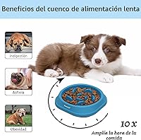 Vista 2 de MateeyLife Cuencos Pequeños de Alimentación Lenta para Gatos 2 Piezas, Cuencos de Comida para Gatos con Rompecabezas Anti-Asfixia, Alimentación
