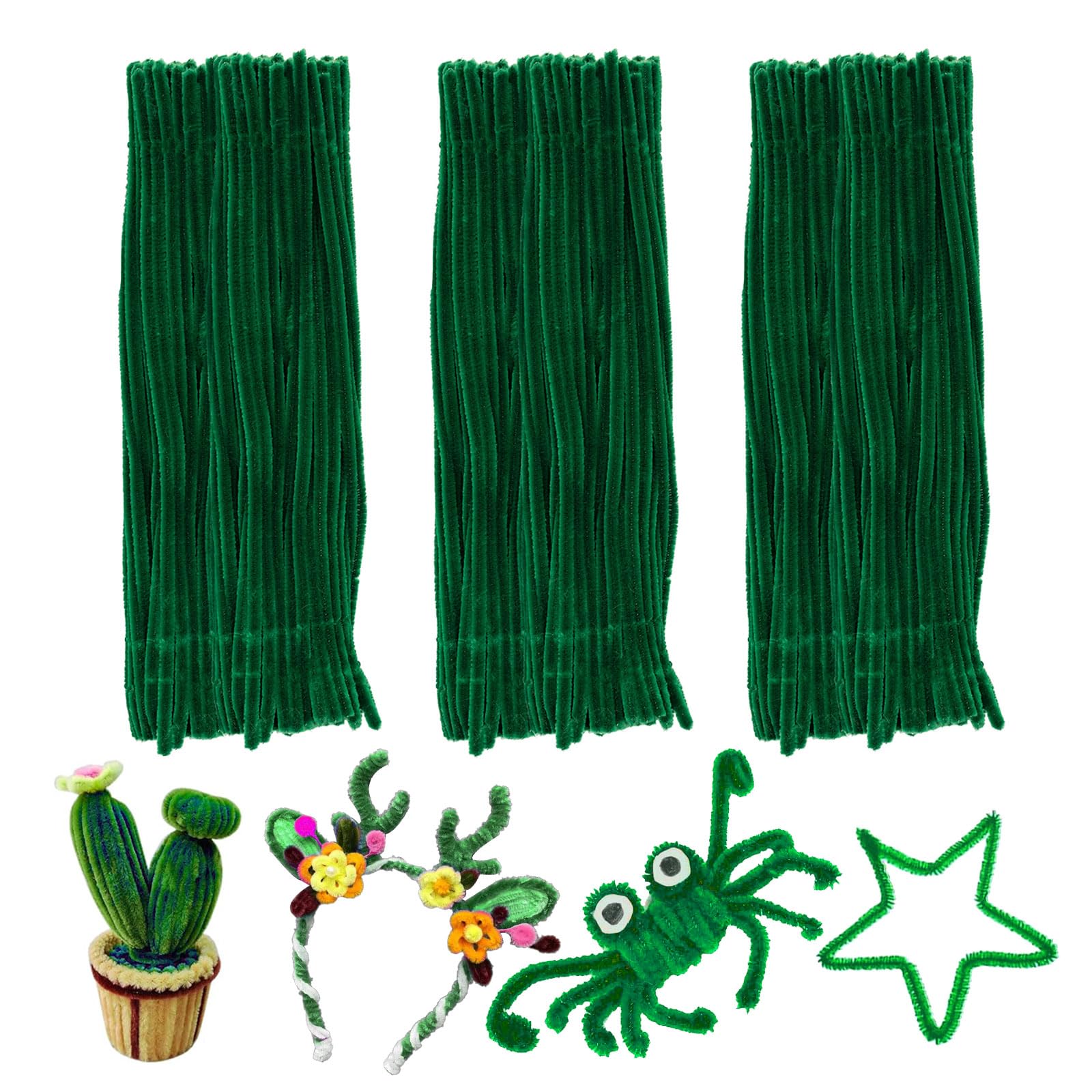 Green Pipe Cleaners Craft Bulk,Toys & Games,200pcs Chenille Stems,Fake Flowers for Decor,Arts Crafts,Sensory Toys,Christmas Birthday Gift for Kids Art