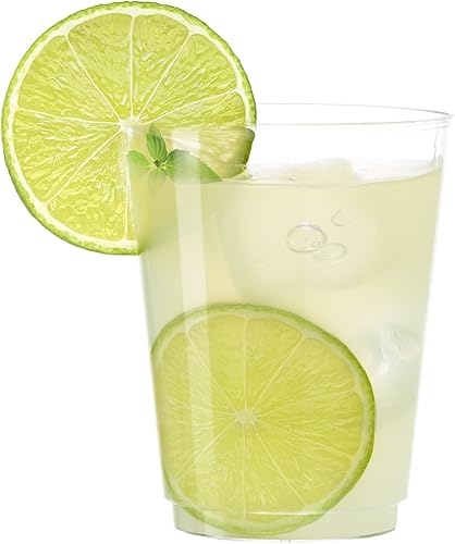 Embellish - 20 vasos plástico transparente desechable resistente de 10 onzas, estilo antiguo, tazas elegantes, ideales para vino, cóctel o cualquier