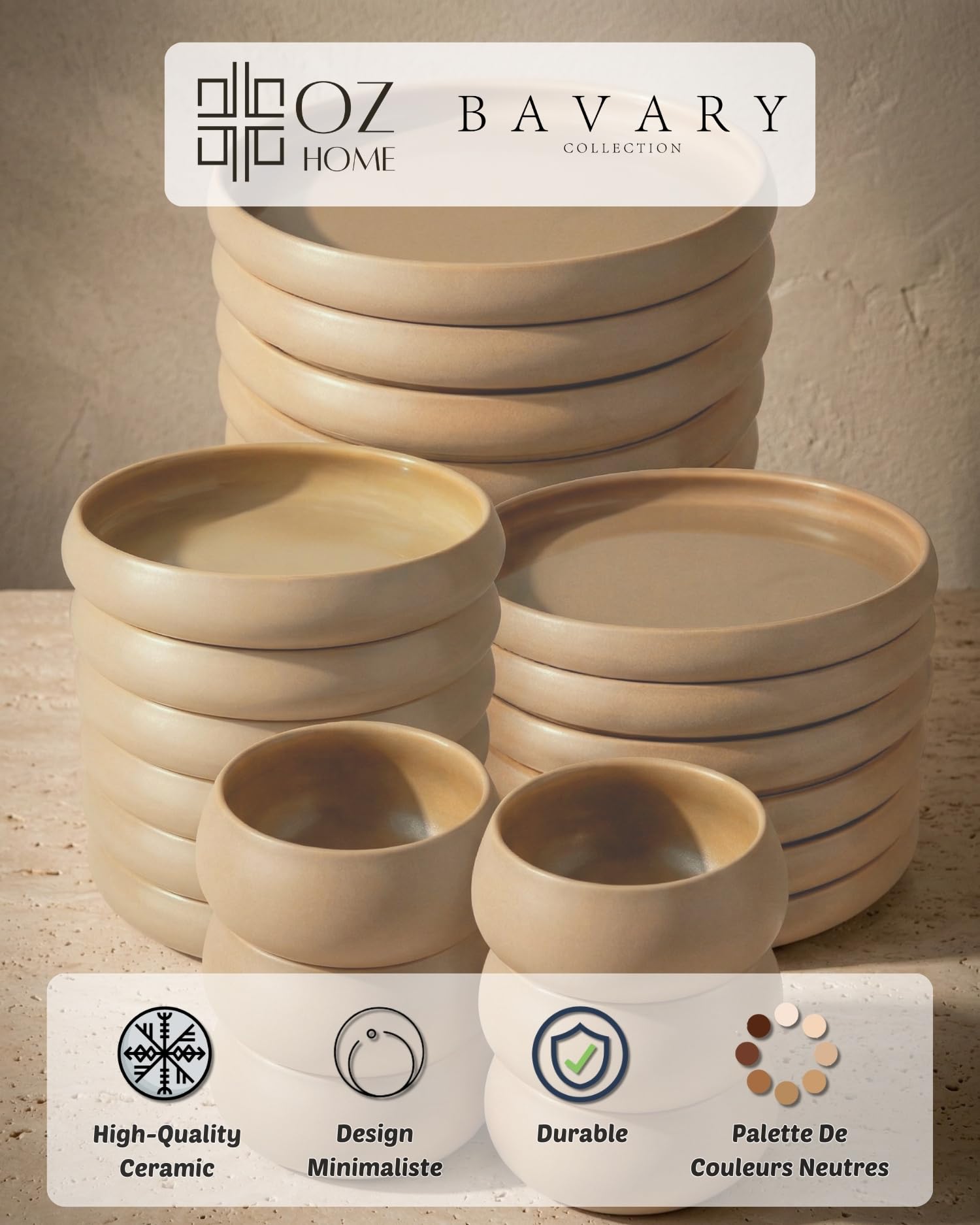 BAVARY Service Vaisselle Chubby-B 24 Pcs – Set De Table & Assiette Porcelaine – Service De Table 6 Personnes De Plates & Assiette Creuse, Bols, Vaisselle Et Arts De La Table Micro-onde/Lave-Vaisselles
