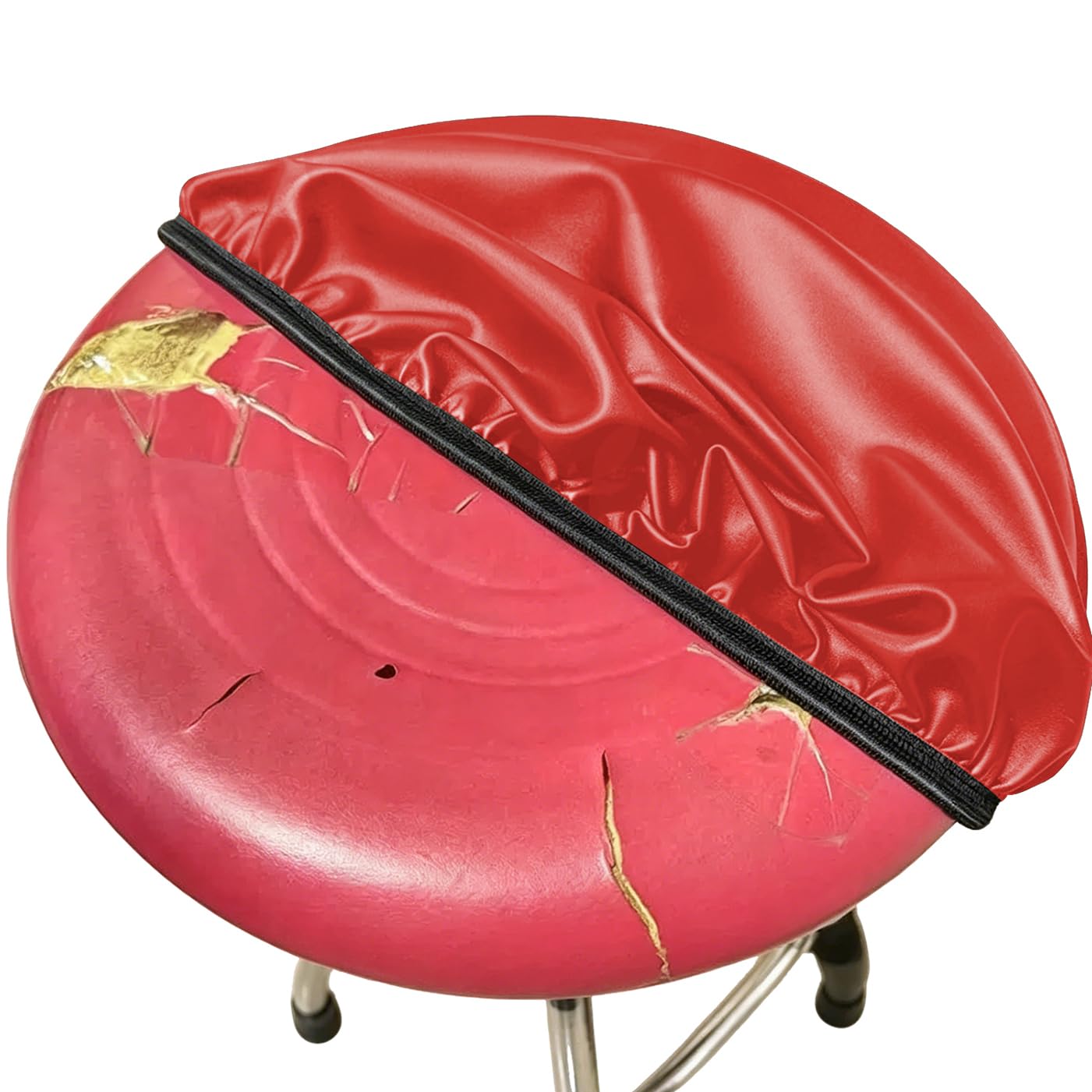 ping bu Waterproof Leather Round Bar Stool Covers,1/2 Pack Renewal Elastic Seat Protector for 30-40cm Stools,Washable Durable Slipcover for Home Cafe Office Kitchen (Red,1PCS:38CM)
