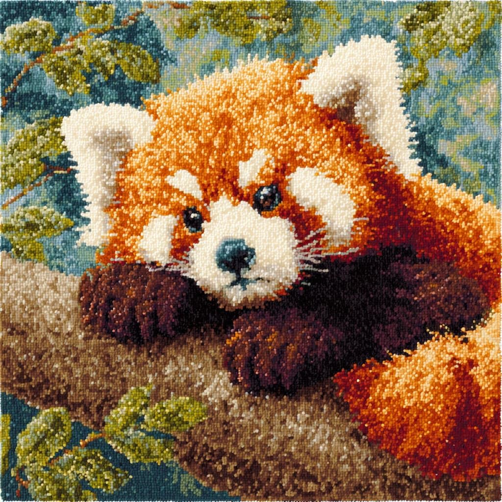 WallustrioaW Latch Hook Kits for Adults Beginners,Animal red Panda