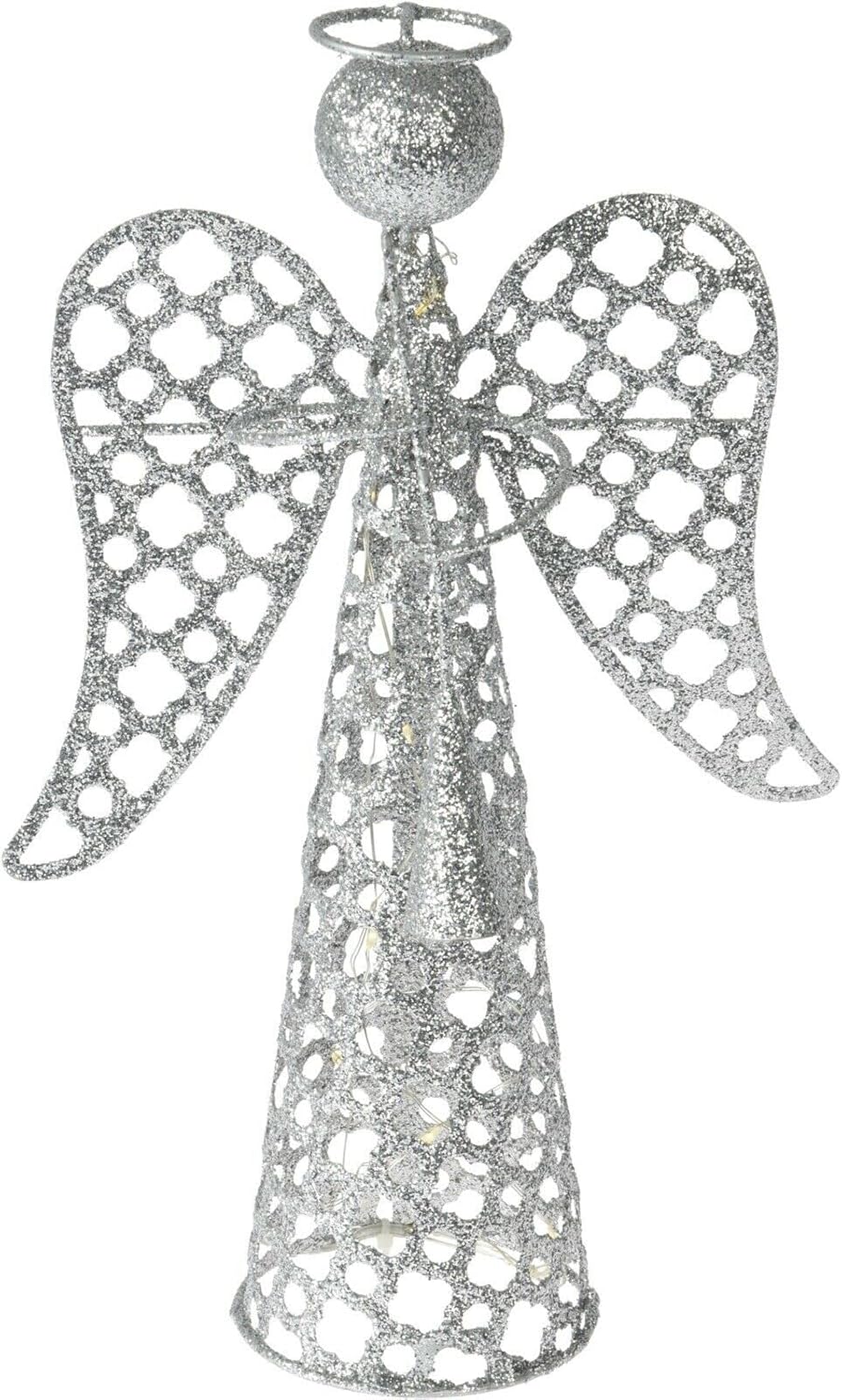 Large LED Light Up Angel Topper Christmas Tree Decoration, Silver