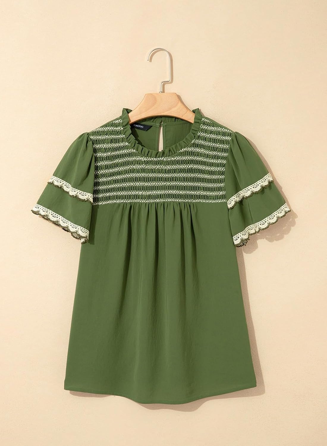 Dokotoo Womens Summer Tops Crewneck Ruffle Short Sleeve Shirts Casual Pleated Blouses Flowy Boho Clothing - Image 6