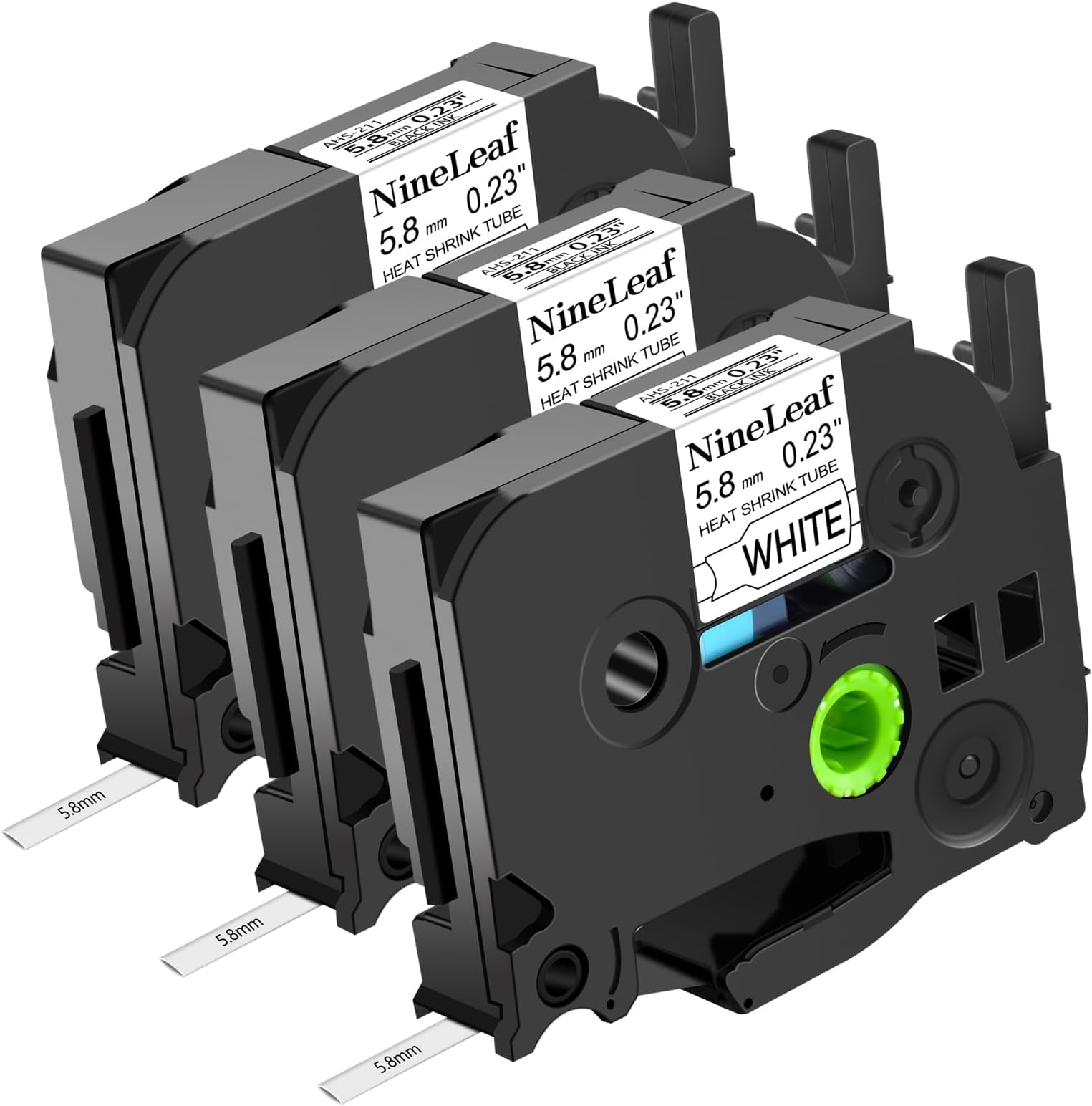 3 Pack Compatible for Brother Heat Shrink Tube Label Tape 5.8mm HSe-211 HSe211 HS211 HS-211 HSE Black on White for P-Touch PT-E300 E500 E550W E800W P900 H500 Label Maker use in Cables Wires